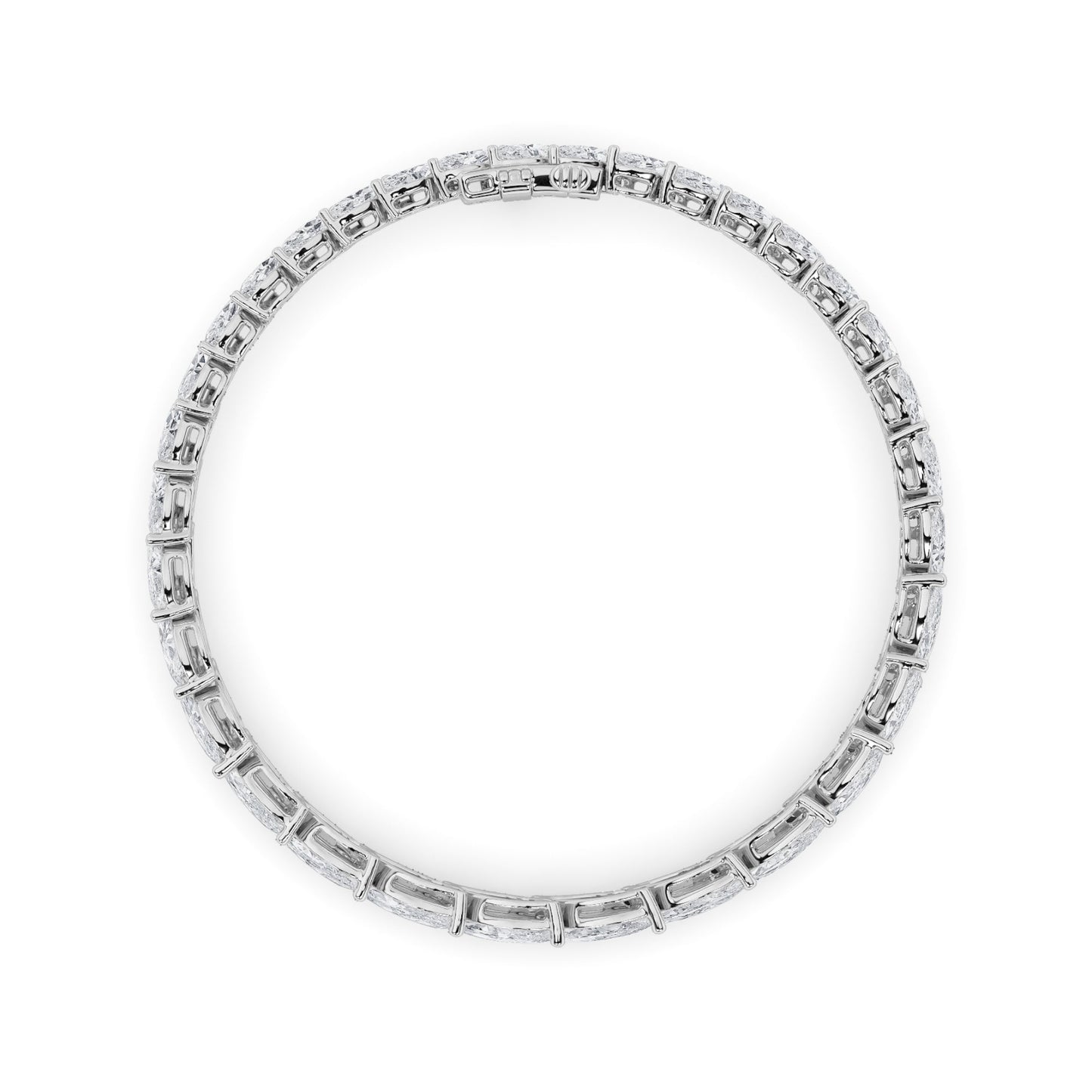13 Ctw Marquise (F/VS) Lab Grown Diamond Prong 14K White Gold Fancy Tennis Bracelet