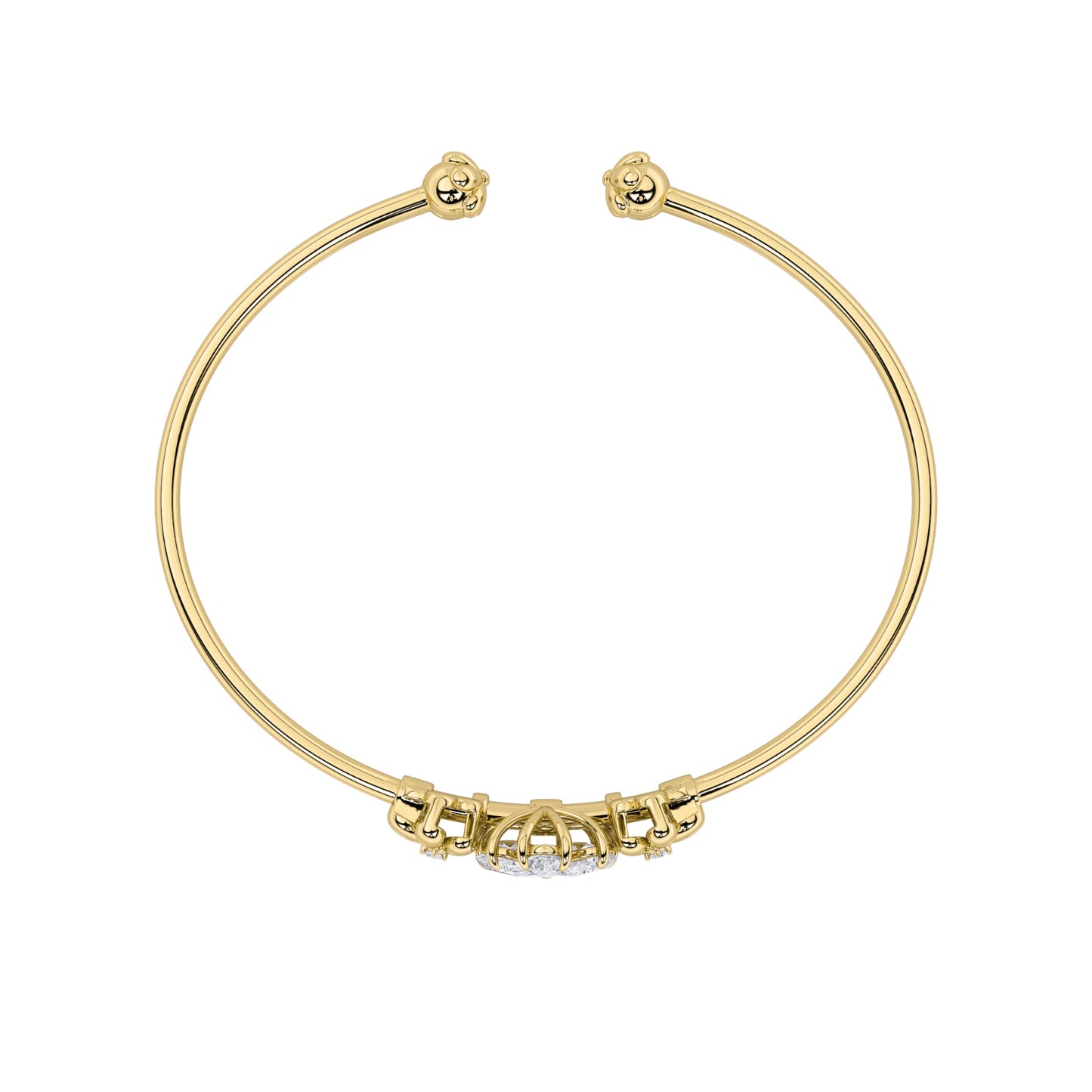 1.5Cttw Pear Shaped Lab Grown Diamond (F/VS) Fancy Flower Bangle Bracelet in 14K Gold