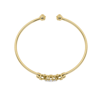 1.5Cttw Pear Shaped Lab Grown Diamond (F/VS) Fancy Flower Bangle Bracelet in 14K Gold