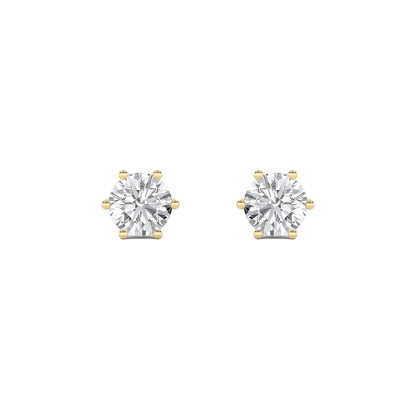 Round Shaped Lab Grown Diamond (F/VS) TulipHead Stud Earrings in 14K Gold