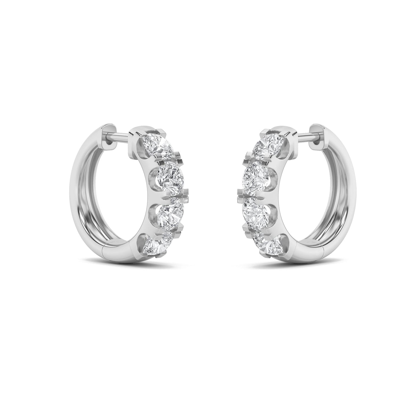 3Cttw Round Shaped Lab Grown Diamond (F/VS) Hoop Earrings in 14K Gold