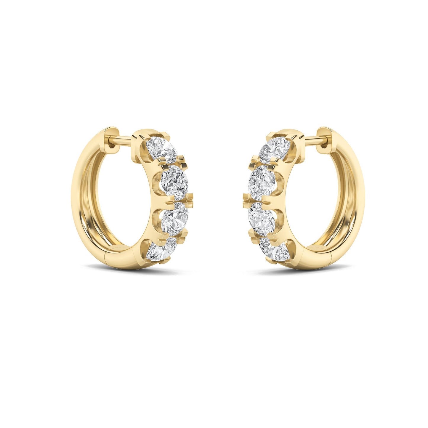 3Cttw Round Shaped Lab Grown Diamond (F/VS) Hoop Earrings in 14K Gold