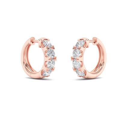 3Cttw Round Shaped Lab Grown Diamond (F/VS) Hoop Earrings in 14K Gold