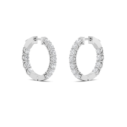 4Cttw Round Shaped Lab Grown Diamond (F/VS) InsideOut Hoop Earrings in 14K Gold