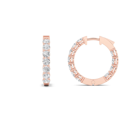 4Cttw Round Shaped Lab Grown Diamond (F/VS) InsideOut Hoop Earrings in 14K Gold