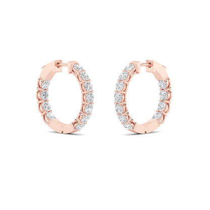 4Cttw Round Shaped Lab Grown Diamond (F/VS) InsideOut Hoop Earrings in 14K Gold