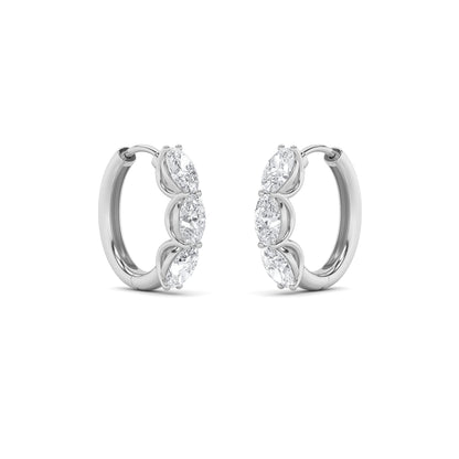 3Cttw Oval Shaped Lab Grown Diamond (F/VS) Three Stone Huggie Earrings in 14K Gold