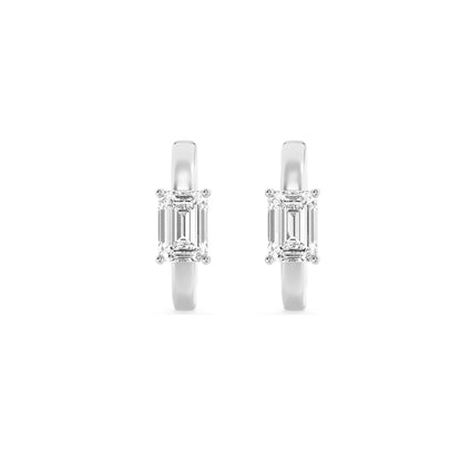 1.5Cttw Emerald Shaped Lab Grown Diamond (F/VS) Solitaire Huggie Earrings in 14K Gold