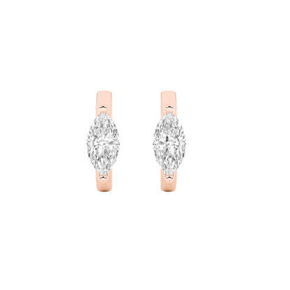 1.5Cttw Marquise Shaped Lab Grown Diamond (F/VS) Solitaire Huggie Earrings in 14K Gold