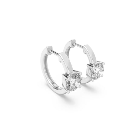 1.5Cttw Round Shaped Lab Grown Diamond (F/VS) Solitaire Huggie Earrings in 14K Gold