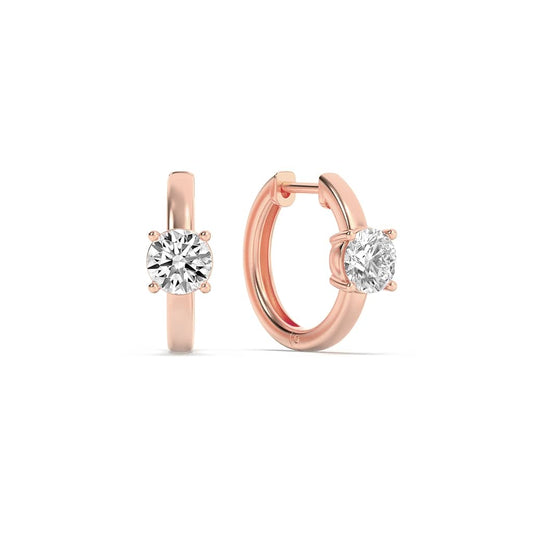 1.5Cttw Round Shaped Lab Grown Diamond (F/VS) Solitaire Huggie Earrings in 14K Gold