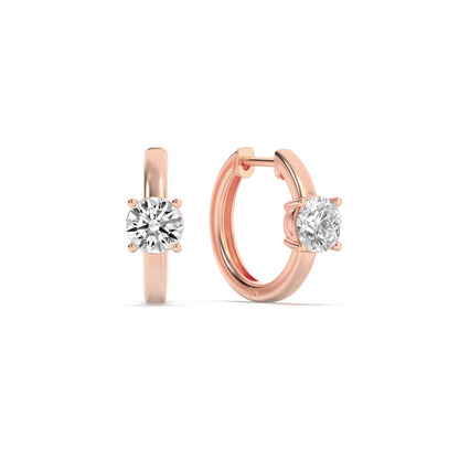 1.5Cttw Round Shaped Lab Grown Diamond (F/VS) Solitaire Huggie Earrings in 14K Gold