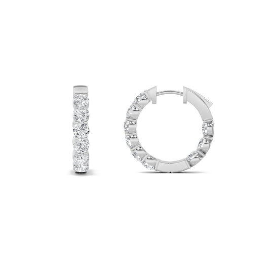 Round Shaped Lab Grown Diamond (F/VS) Insideout Hoop Earrings in 14K Gold