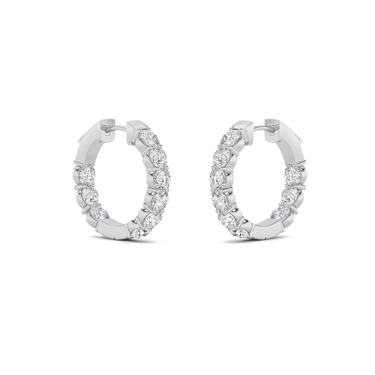 Round Shaped Lab Grown Diamond (F/VS) Insideout Hoop Earrings in 14K Gold
