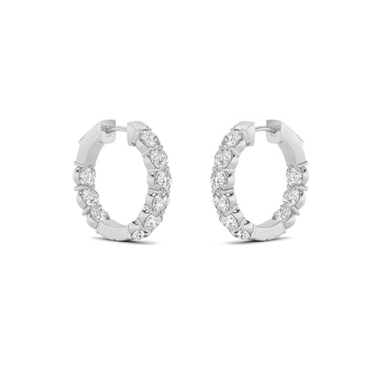Round Shaped Lab Grown Diamond (F/VS) Insideout Hoop Earrings in 14K Gold