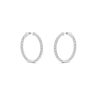 Round Shaped Lab Grown Diamond (F/VS) Insideout Hoop Earrings in 14K Gold