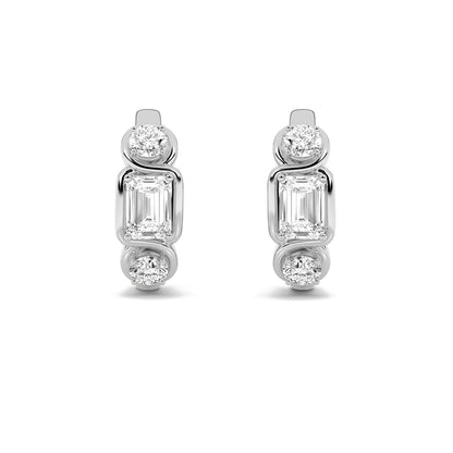 2.5Cttw Emerald Shaped Lab Grown Diamond (F/VS) Three Stone Earrings in 14K Gold