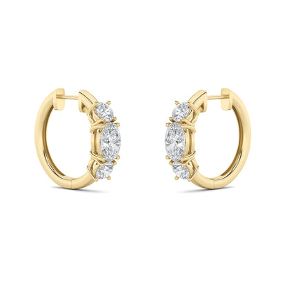 2.5Cttw Oval Shaped Lab Grown Diamond (F/VS) ThreeStone Huggie Earrings in 14K Gold