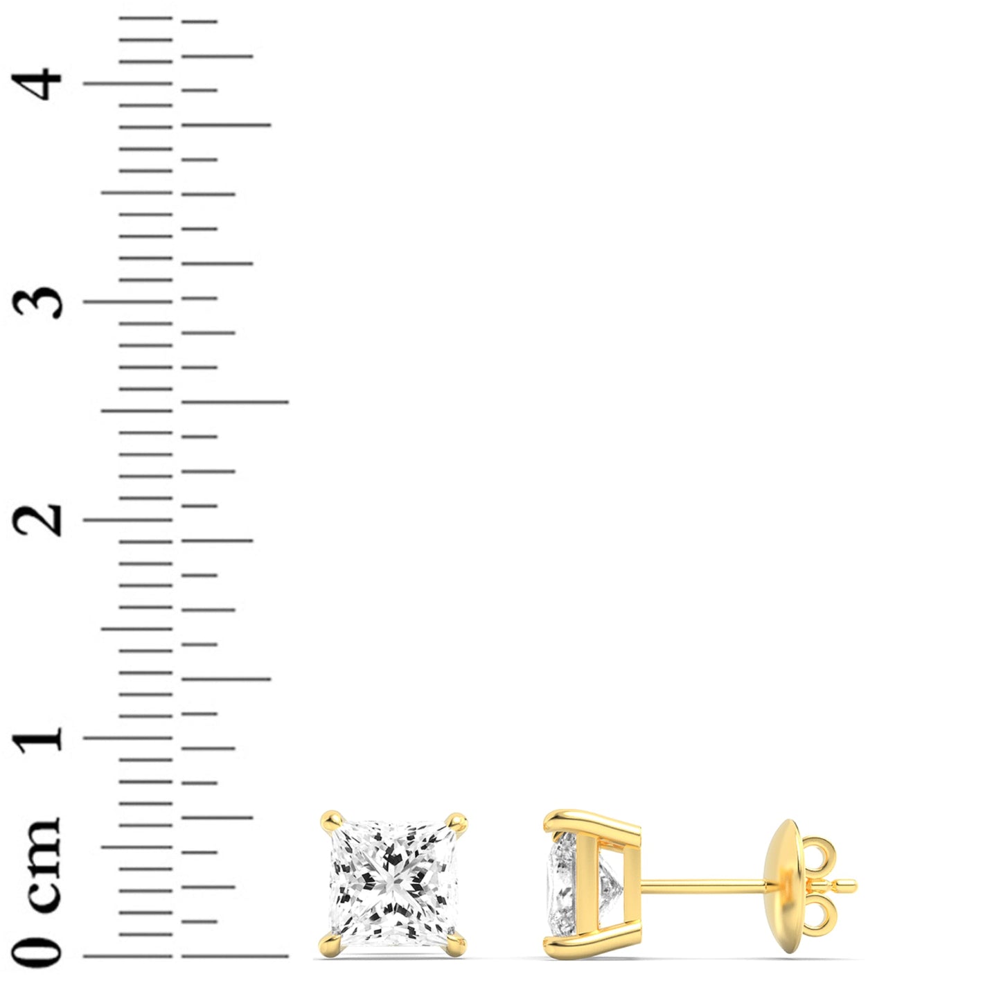 Princess Shaped Lab Grown Diamond Classic Basket Set Stud Earrings in 14K Gold