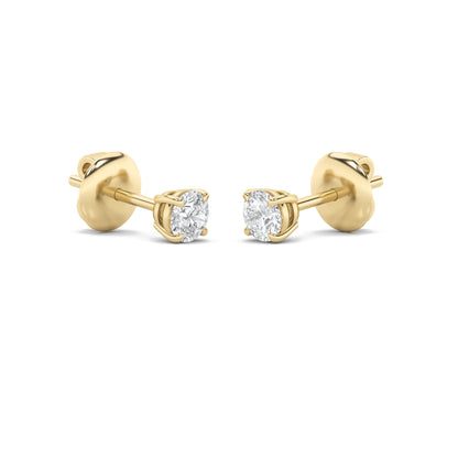 Round Shaped Lab Grown Diamond Classic Basket Set Stud Earrings in 14K Gold