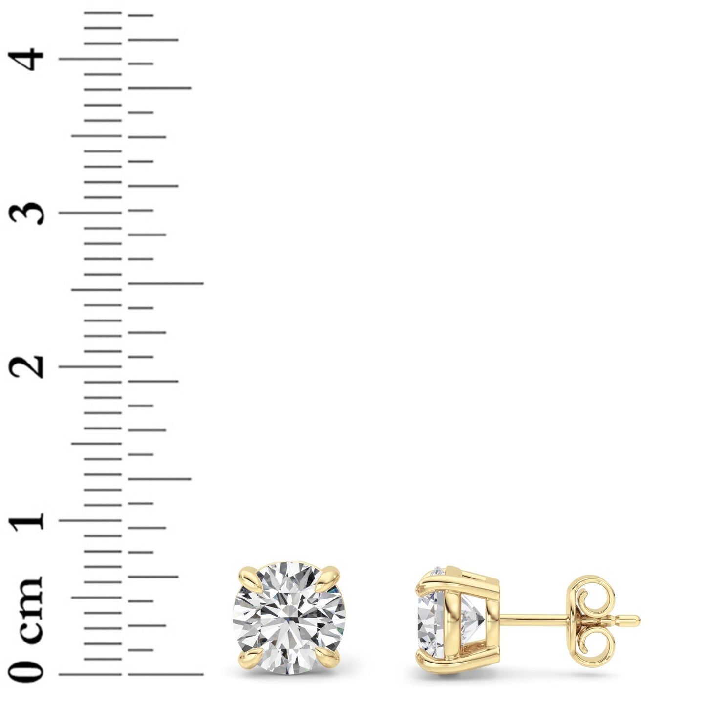 Round Shaped Lab Grown Diamond Classic Basket Set Stud Earrings in 14K Gold