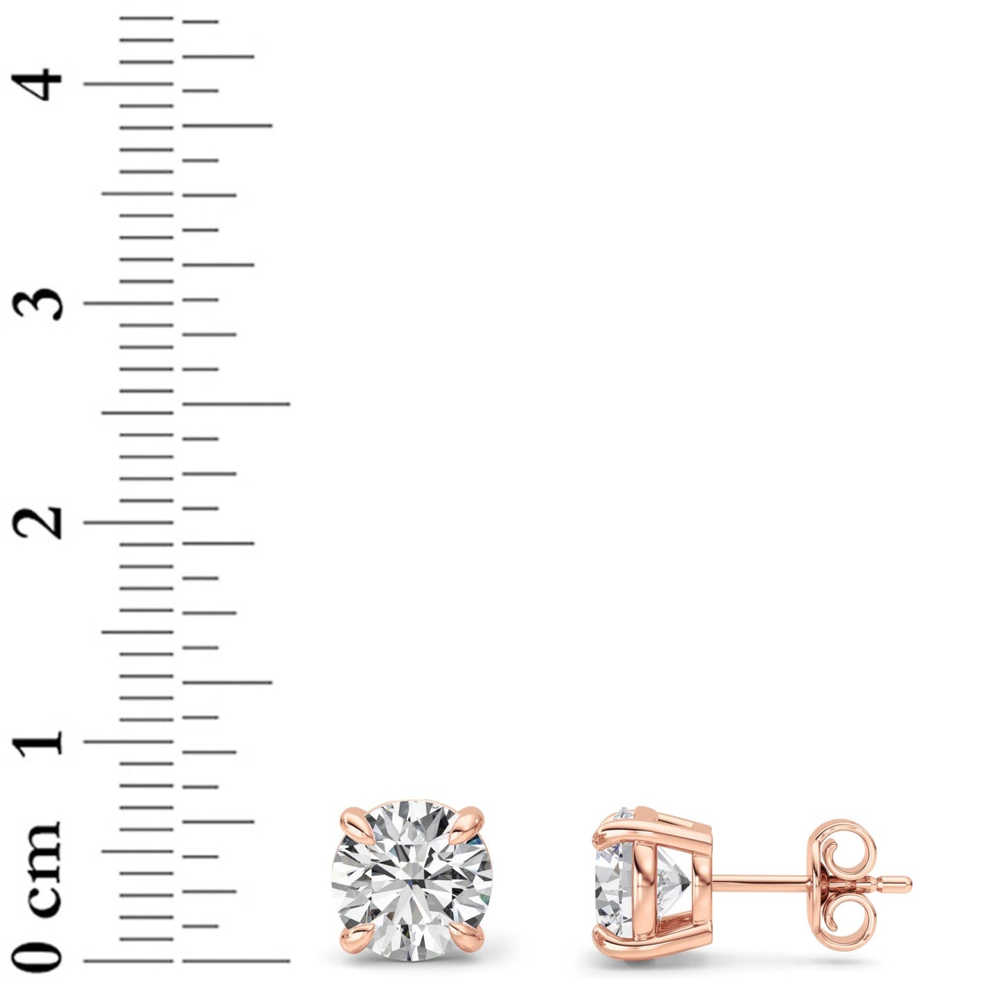 Round Shaped Lab Grown Diamond (F/VS) Classic Basket Set Stud Earrings in 14K Gold