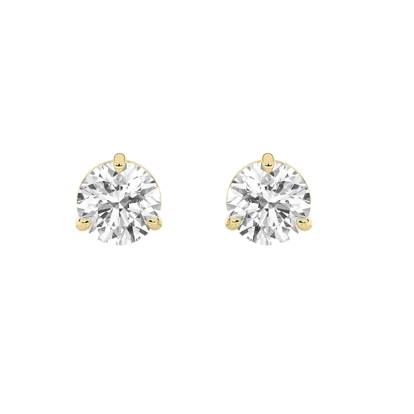 Round Shaped Lab Grown Diamond (F/VS) Classic Basket Set Stud Earrings in 14K Gold