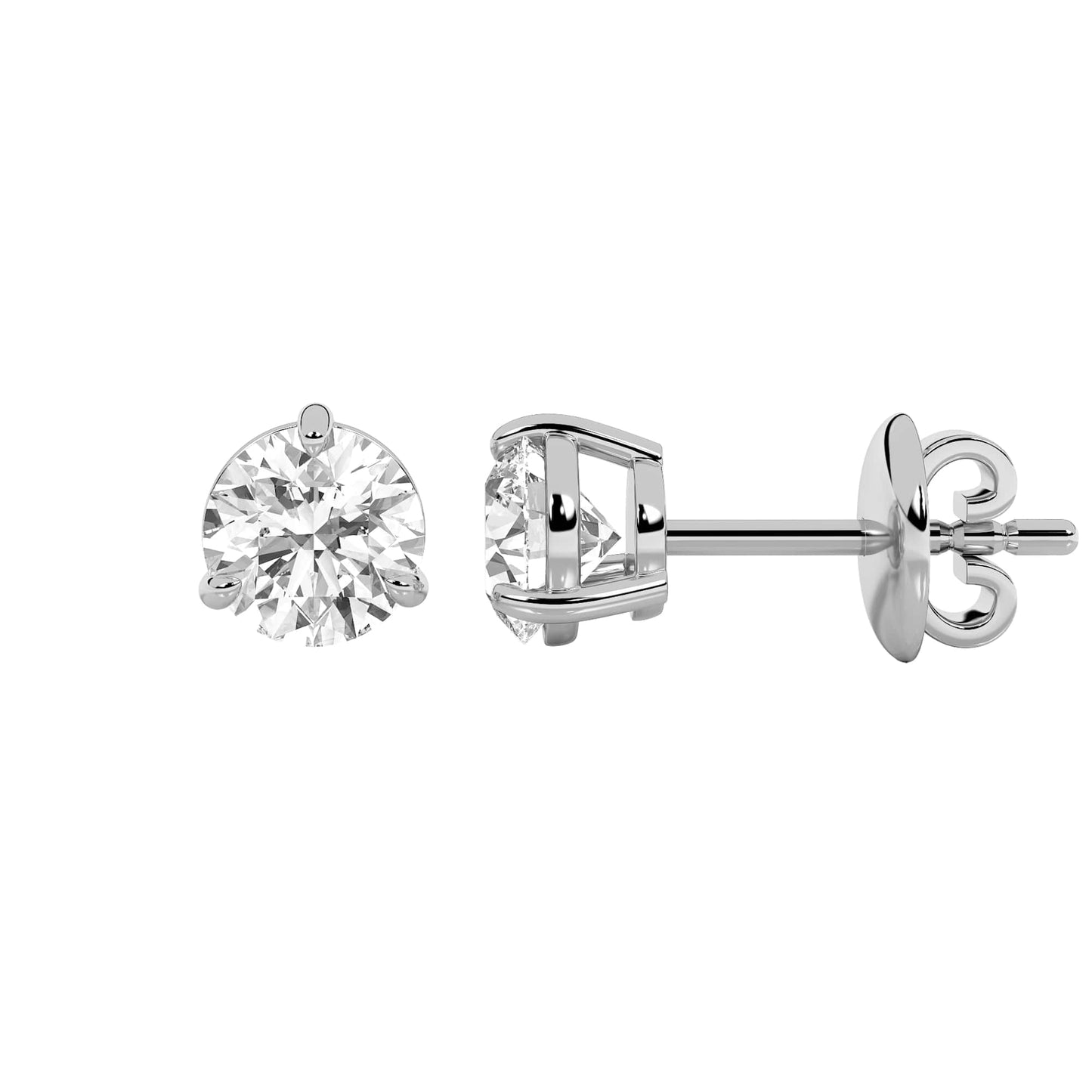 Round Shaped Lab Grown Diamond Classic Basket Set Stud Earrings in 14K Gold