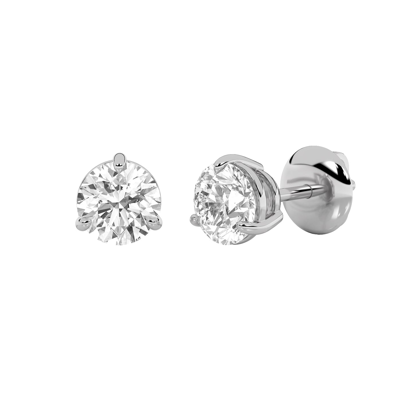 Round Shaped Lab Grown Diamond Classic Basket Set Stud Earrings in 14K Gold