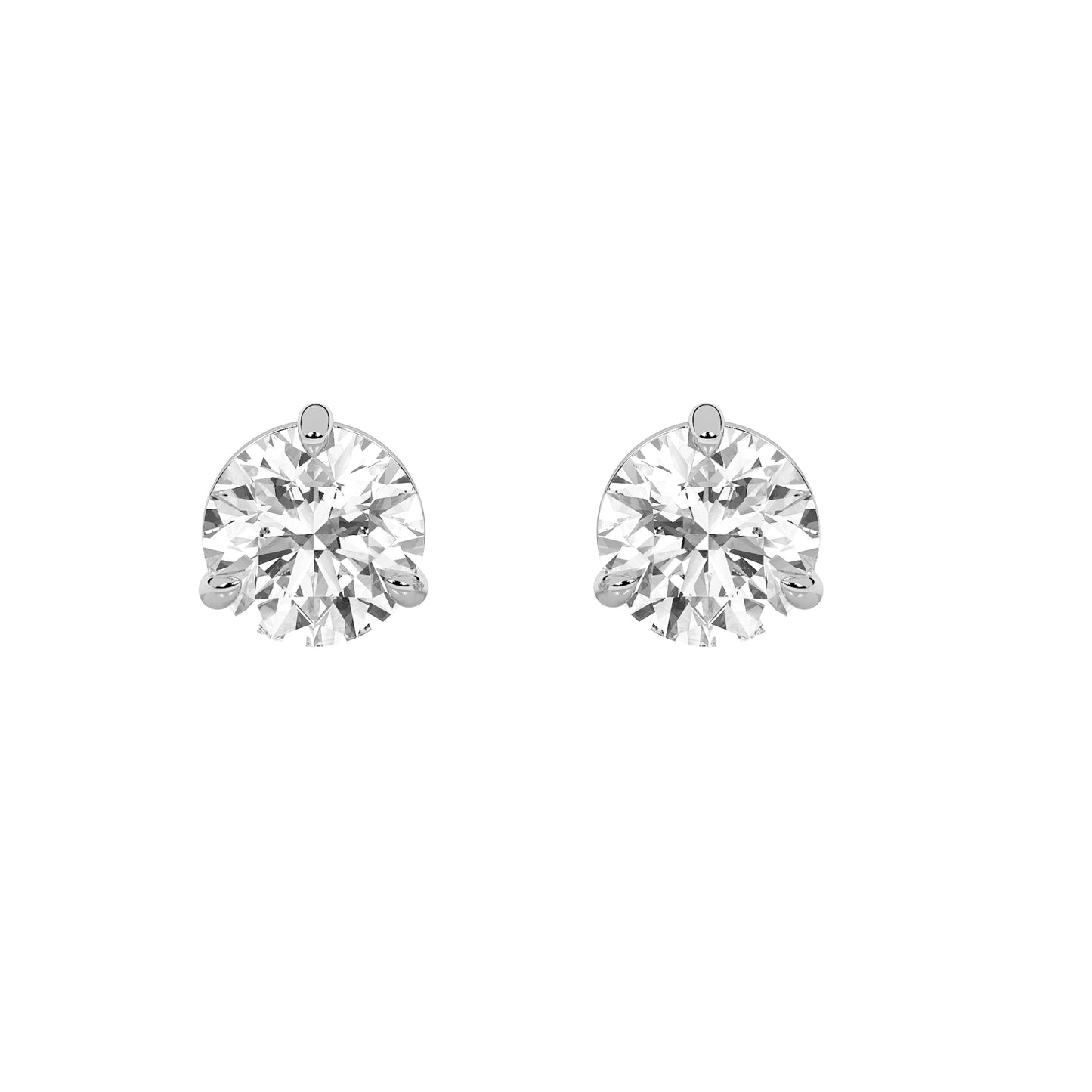 Round Shaped Lab Grown Diamond Classic Basket Set Stud Earrings in 14K Gold