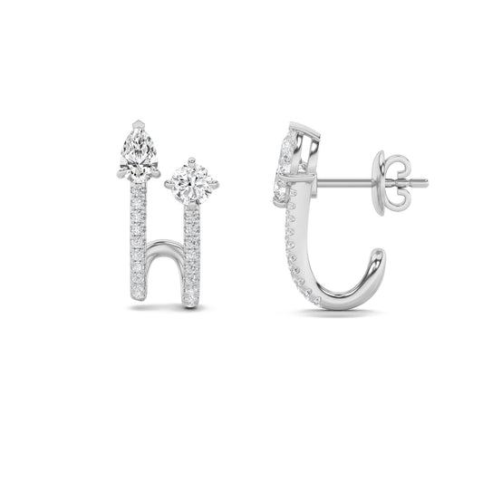 2.5Cttw Round Shaped Lab Grown Diamond (F/VVS) Toiet Moi Accented Earrings in 14K Gold