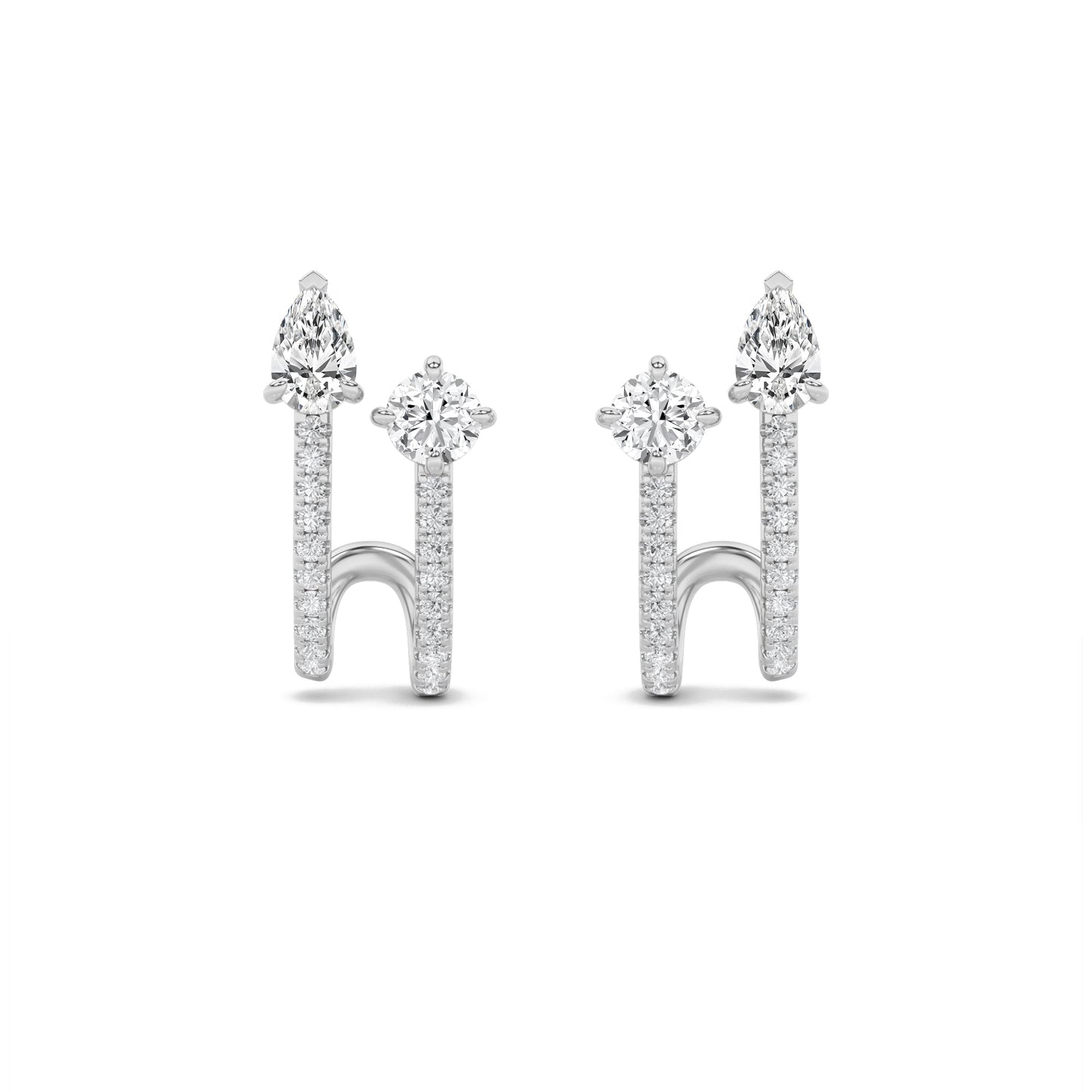 2.5Cttw Round Shaped Lab Grown Diamond (F/VVS) Toiet Moi Accented Earrings in 14K Gold
