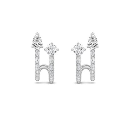 2.5Cttw Round Shaped Lab Grown Diamond (F/VVS) Toiet Moi Accented Earrings in 14K Gold