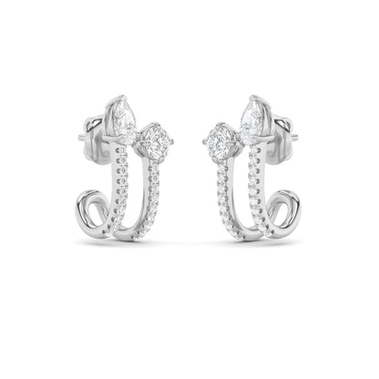 2.5Cttw Round Shaped Lab Grown Diamond (F/VVS) Toiet Moi Accented Earrings in 14K Gold