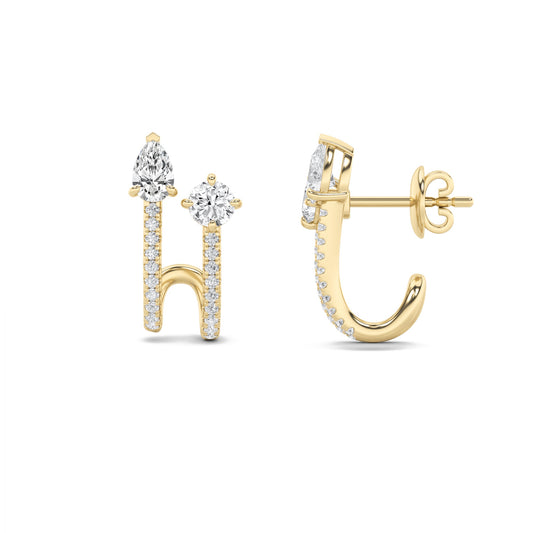2.5Cttw Round Shaped Lab Grown Diamond (F/VS) Toiet Moi Accented Earrings in 14K Gold