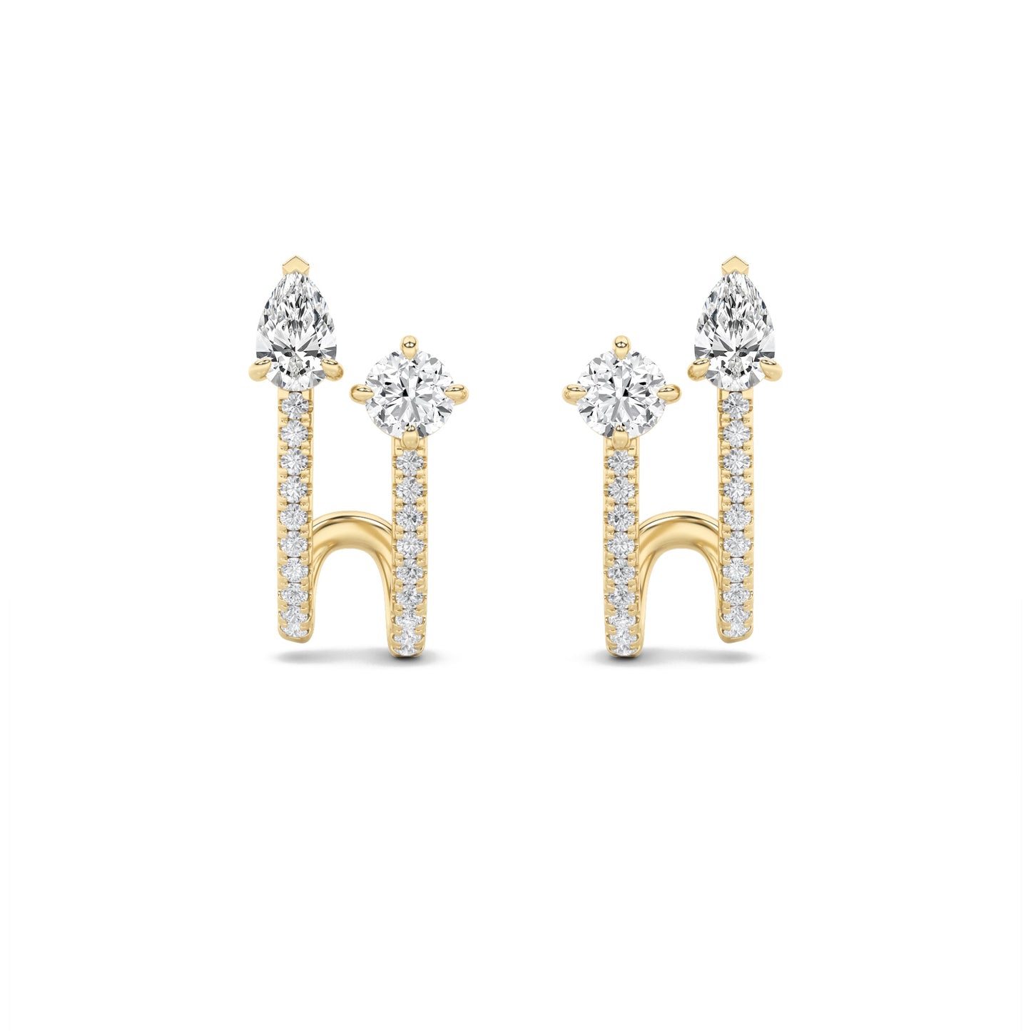 2.5Cttw Round Shaped Lab Grown Diamond (F/VS) Toiet Moi Accented Earrings in 14K Gold