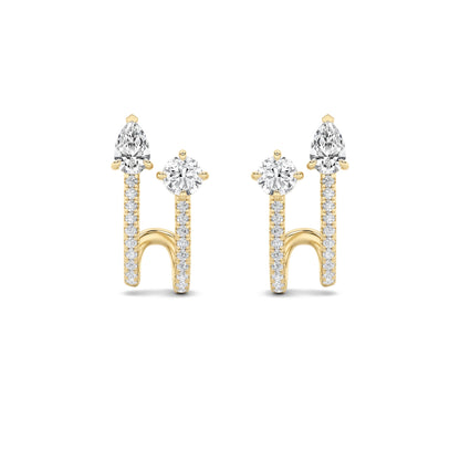 2.5Cttw Round Shaped Lab Grown Diamond (F/VS) Toiet Moi Accented Earrings in 14K Gold