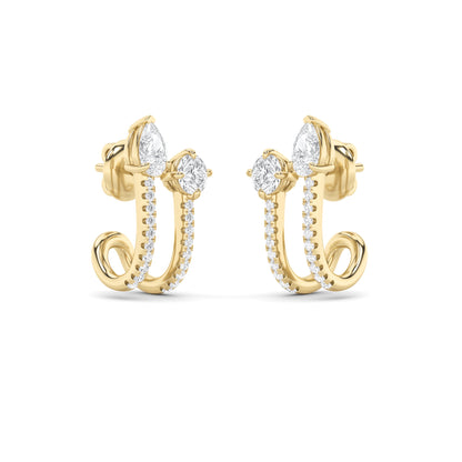2.5Cttw Round Shaped Lab Grown Diamond (F/VS) Toiet Moi Accented Earrings in 14K Gold