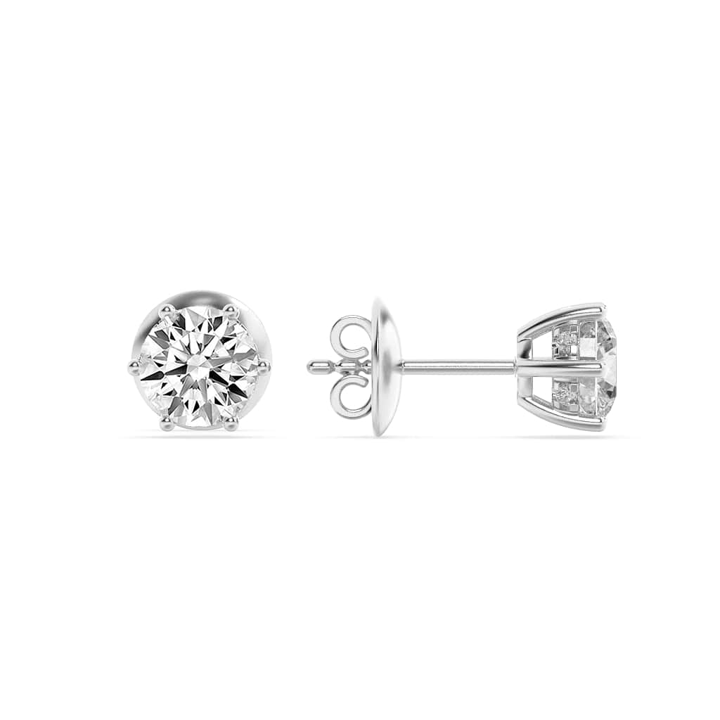 3Cttw Round Shaped Lab Grown Diamond (F/VS) HiddenHalo Stud Earrings in 14K Gold