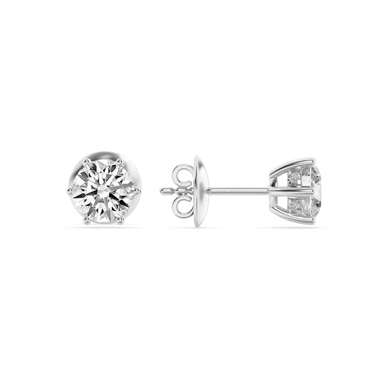 3Cttw Round Shaped Lab Grown Diamond (F/VS) HiddenHalo Stud Earrings in 14K Gold