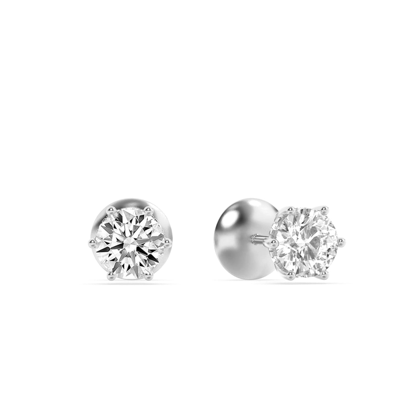 3Cttw Round Shaped Lab Grown Diamond (F/VS) HiddenHalo Stud Earrings in 14K Gold