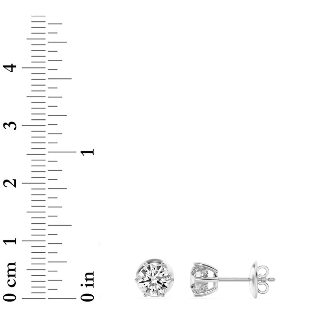 3Cttw Round Shaped Lab Grown Diamond (F/VS) HiddenHalo Stud Earrings in 14K Gold