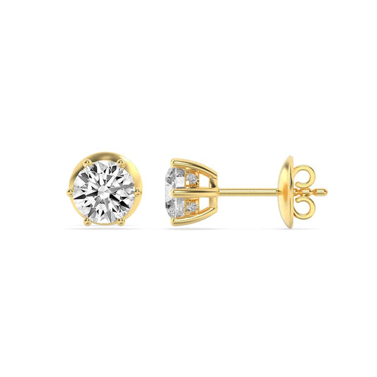 3Cttw Round Shaped Lab Grown Diamond (F/VS) HiddenHalo Stud Earrings in 14K Gold
