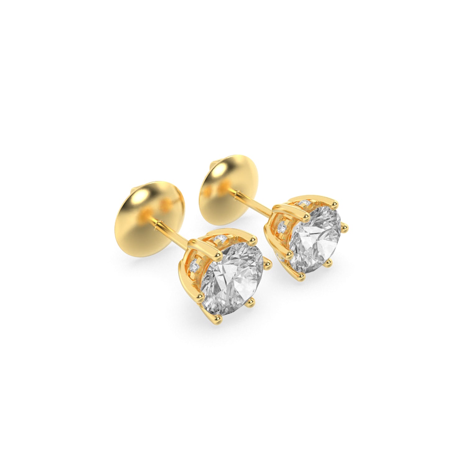 3Cttw Round Shaped Lab Grown Diamond (F/VS) HiddenHalo Stud Earrings in 14K Gold