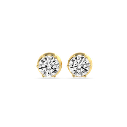 3Cttw Round Shaped Lab Grown Diamond (F/VS) HiddenHalo Stud Earrings in 14K Gold