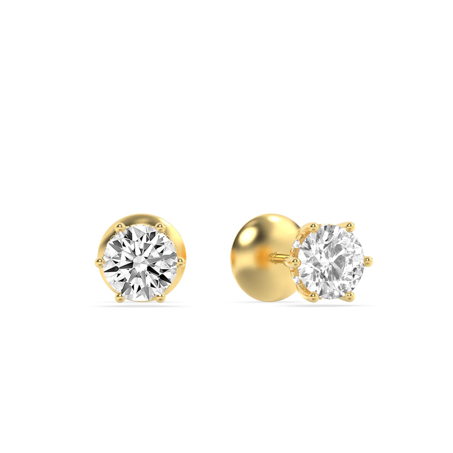 3Cttw Round Shaped Lab Grown Diamond (F/VS) HiddenHalo Stud Earrings in 14K Gold