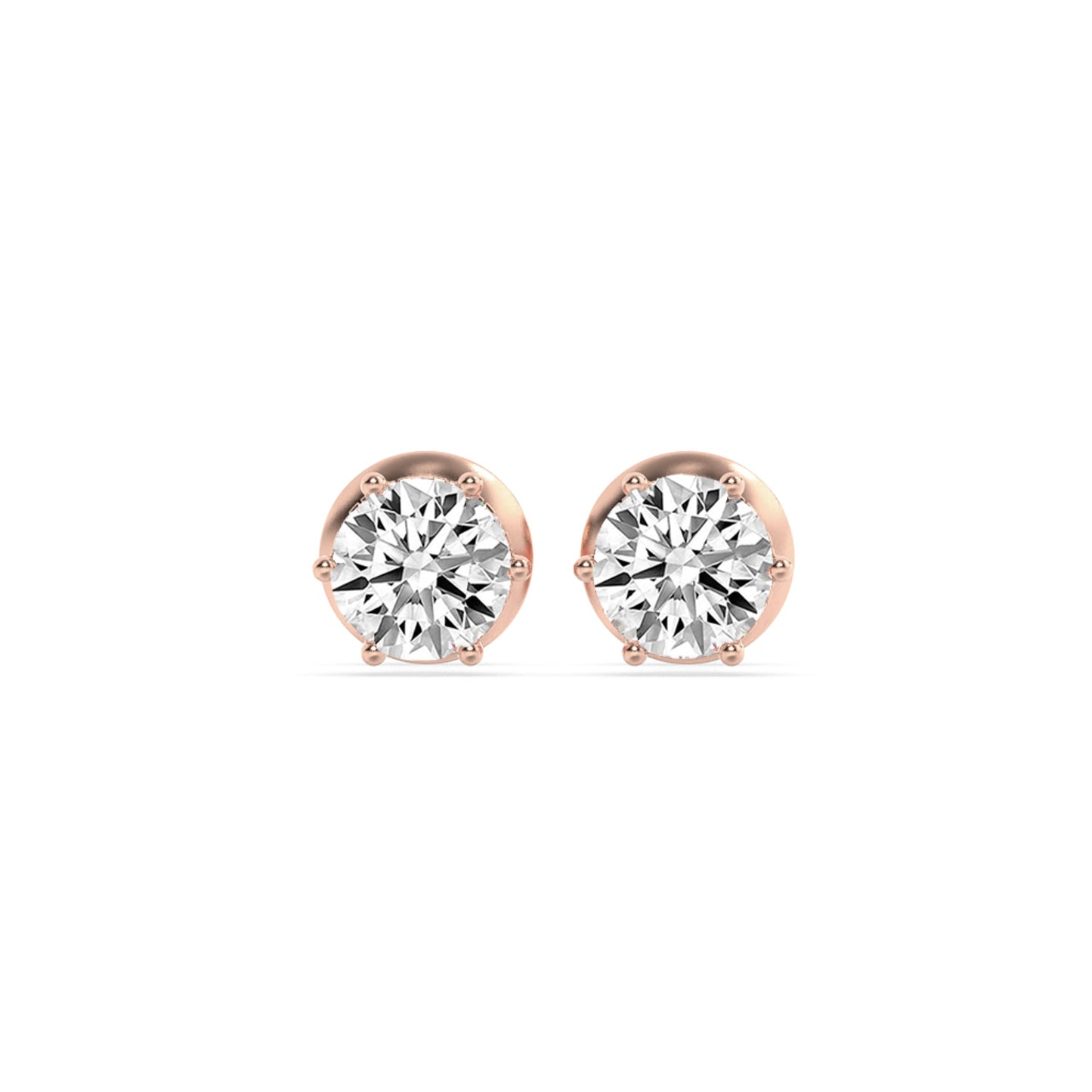 3Cttw Round Shaped Lab Grown Diamond (F/VS) HiddenHalo Stud Earrings in 14K Gold