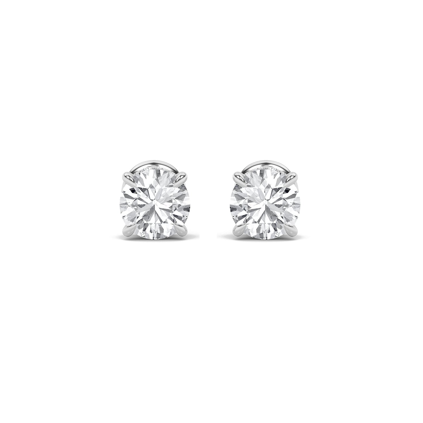 Round Shaped Lab Grown Diamond (F/VS) HiddenHalo Stud Earrings in 14K Gold