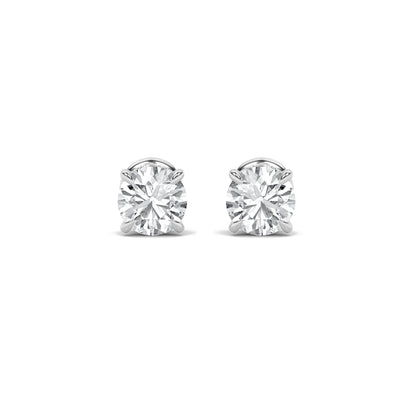 Round Shaped Lab Grown Diamond (F/VS) HiddenHalo Stud Earrings in 14K Gold