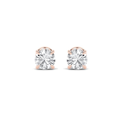 3Cttw Round Shaped Lab Grown Diamond (F/VS) Hidden Halo Stud Earrings in 14K Gold
